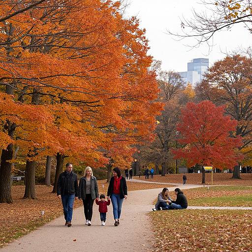 Autumn Park Walk with Families