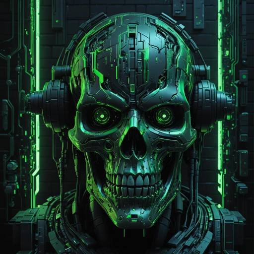Cyberpunk Skull Art with Glitch Effects