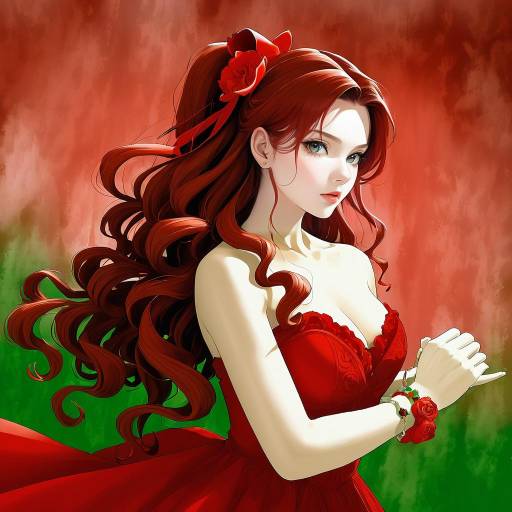 Illustration of Aerith gainsborough (red dress), final fantasy in the style of Kotoribako