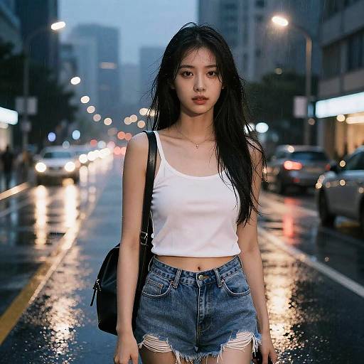 Realistic Night Cityscape with Rain