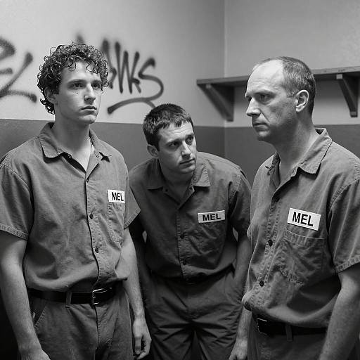 Three Men in a Prison Cell Photograph