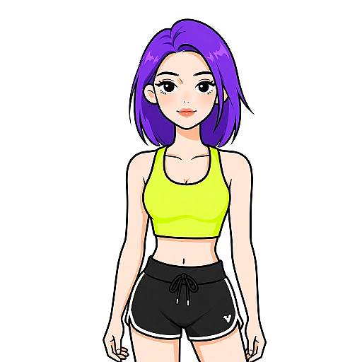 Sporty Woman in Neon Green Tank