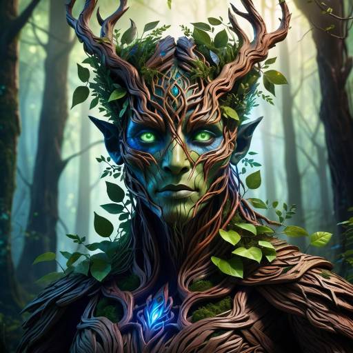 Mystical Nature-Fused Humanoid Portrait
