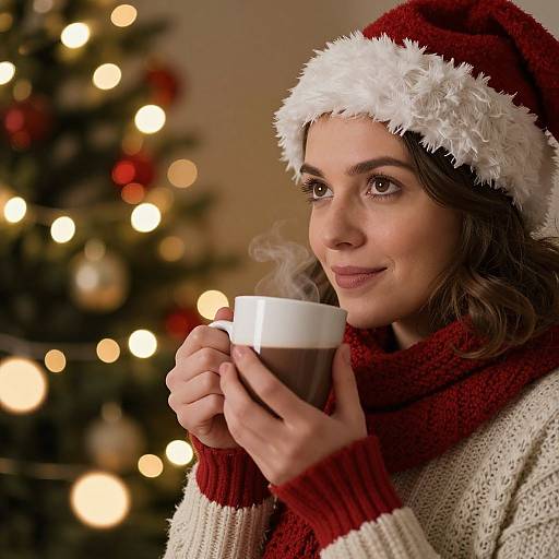Woman Enjoying Holiday Lights