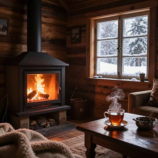Cozy Rustic Cabin Winter Evening