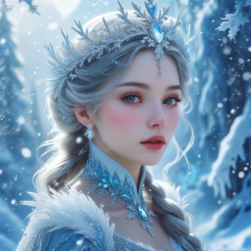 Enchanting Snow Queen in Icy Wonderland
