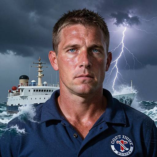 Double Exposure Coast Guard Veteran Portrait