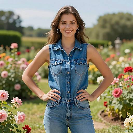 Stylish Young Woman in Sunny Garden