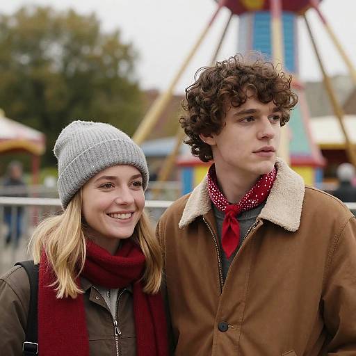 Joyful Moment at the Amusement Park