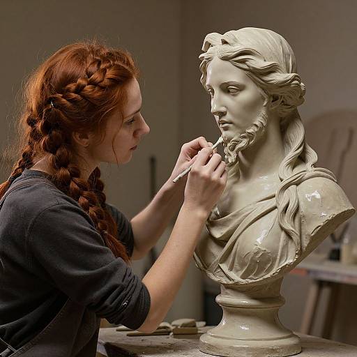 Red-Haired Sculptor Crafting Bust