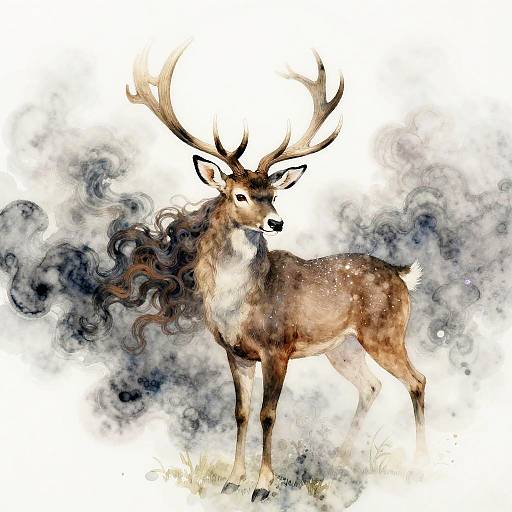 Haunting Spirit Deer in Fog