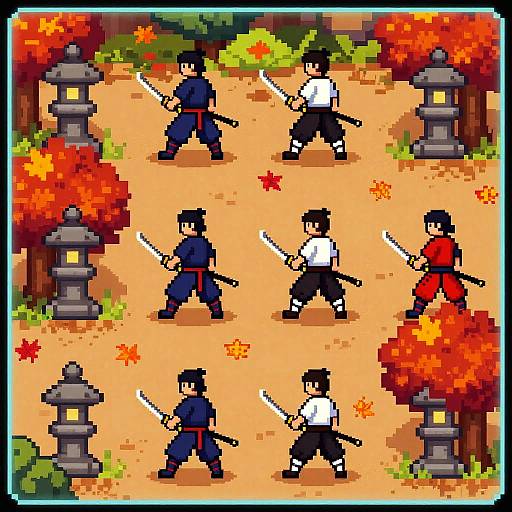 Pixel Art Samurai Walking Animation