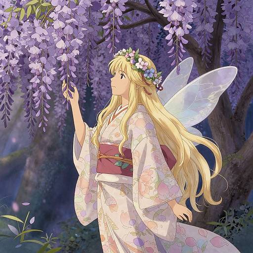 Serene Fairy in Wisteria Glade