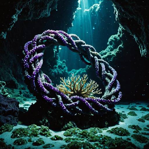 Twisted Metallic Coral Sculpture in Flooded Cavern