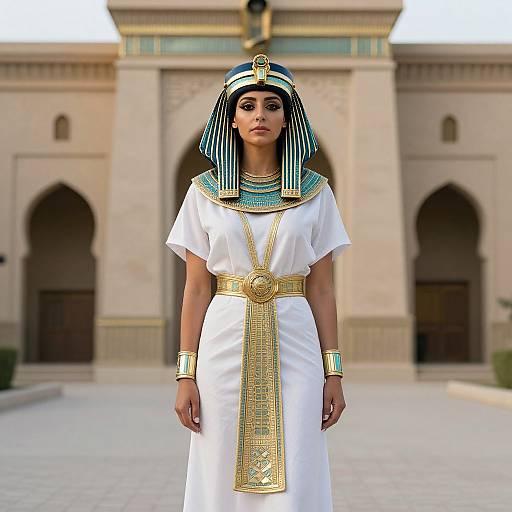 Woman in Egyptian Costume by Building