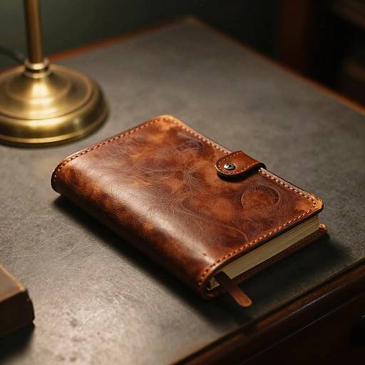 Vintage Leather Journal on Desk