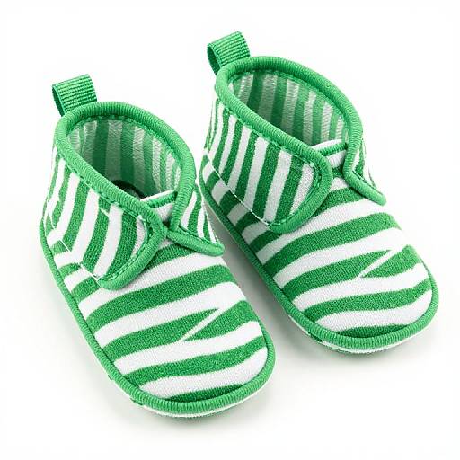 Green Zebra Pattern Baby Booties