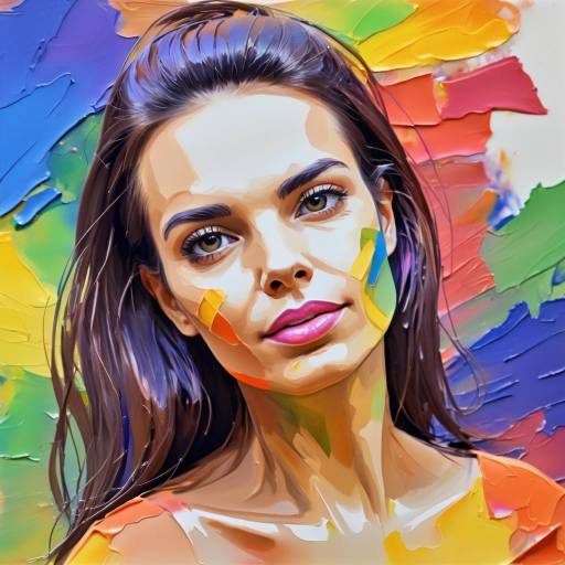Colorful Gouache Portrait of a Woman