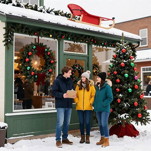 Festive Storefront Holiday Scene