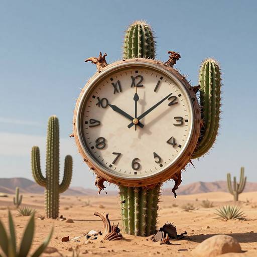 Surreal Melting Cactus Clock
