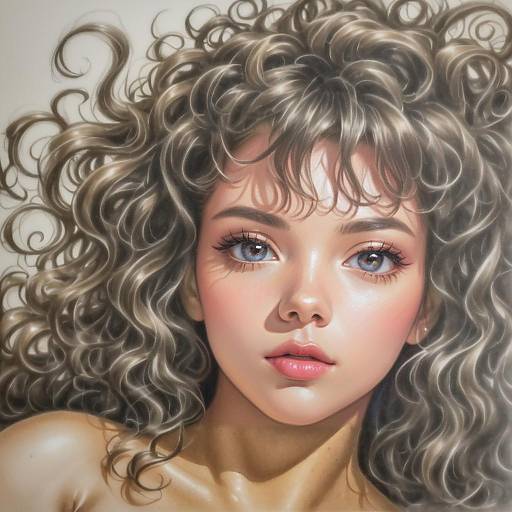 Realistic Curly-Haired Woman Lying, Dutch Angle