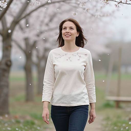 Confident Woman in Spring Garden