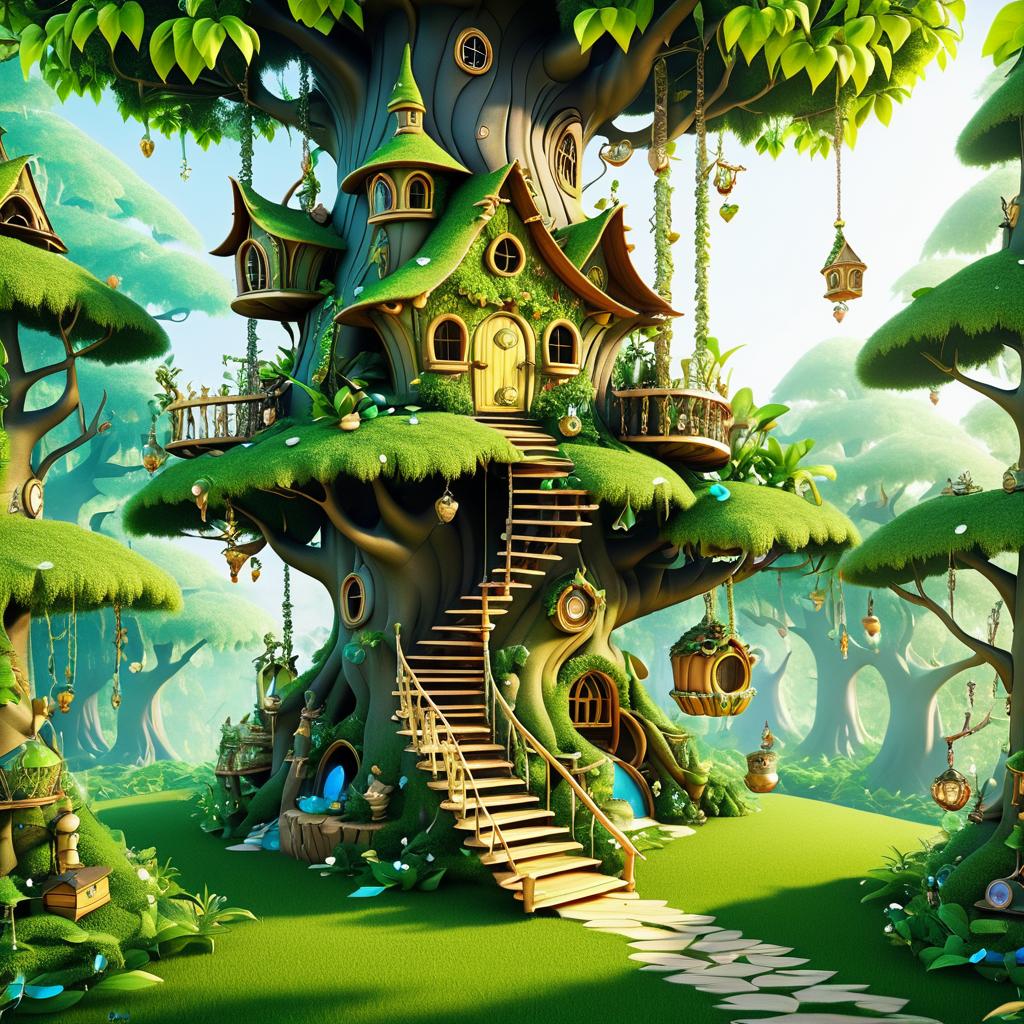 Whimsical Treehouse in Enchanted Forest