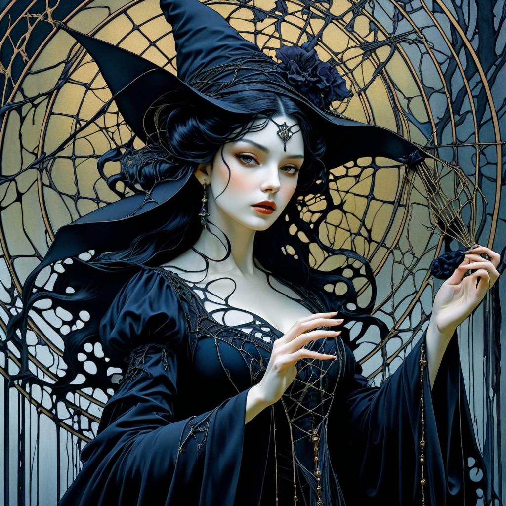 Gothic Witch in Intricate Spider Web