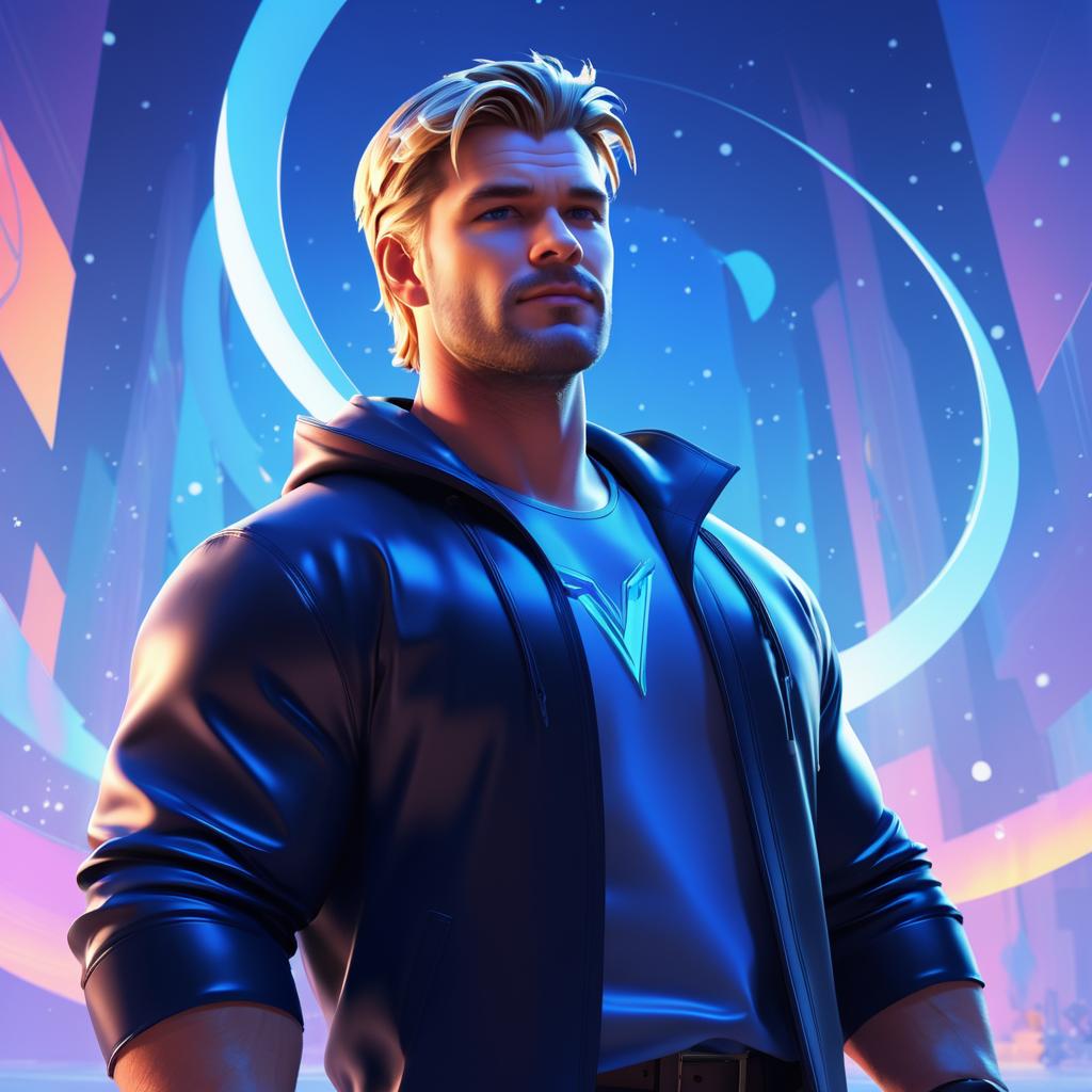 Stylized Portrait of Chris Hemsworth in Blizzard Style