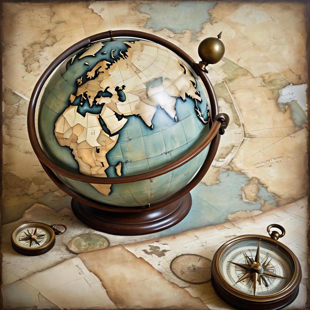 Vintage Realism: Antique Globe and Maps