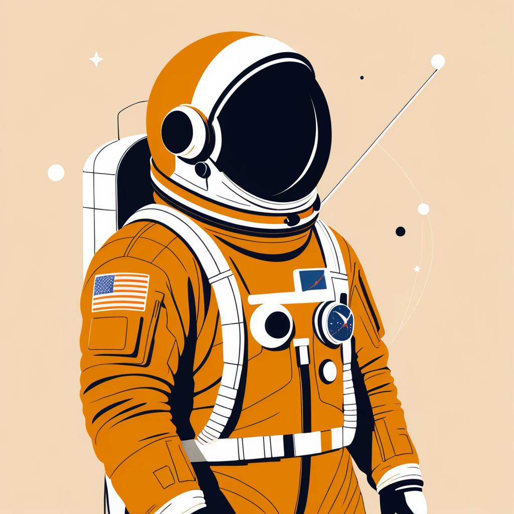 Minimalist Astronaut Illustration in Ochre