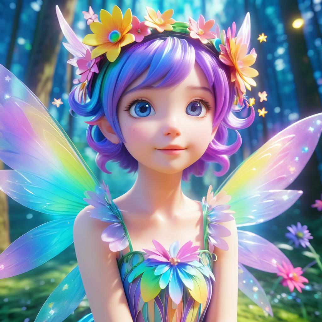 Anime Fairy in Colorful Dreamscape