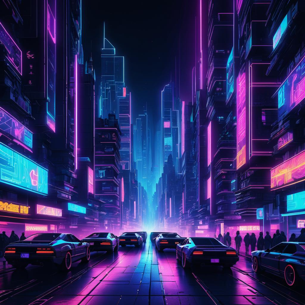 Vibrant Cyberpunk Cityscape at Night