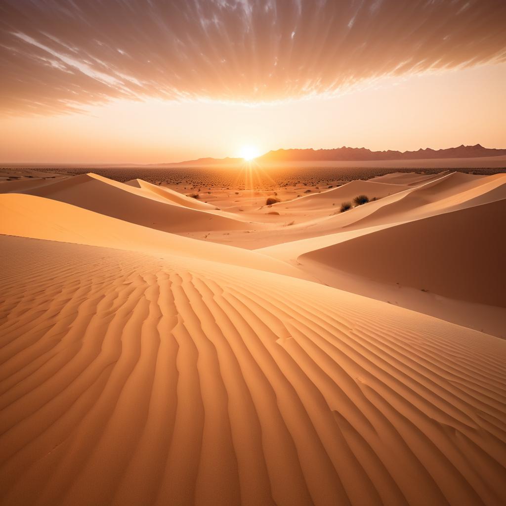 Cinematic Desert Landscape at Sunset