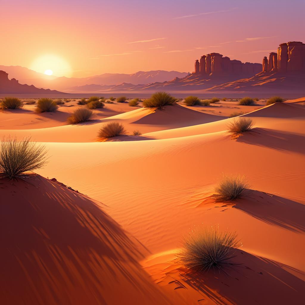 Tranquil Desert Sunset Landscape Artwork