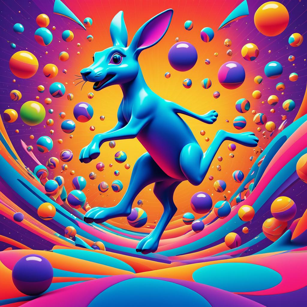 Vibrant Surreal Kangaroo in Comic Style