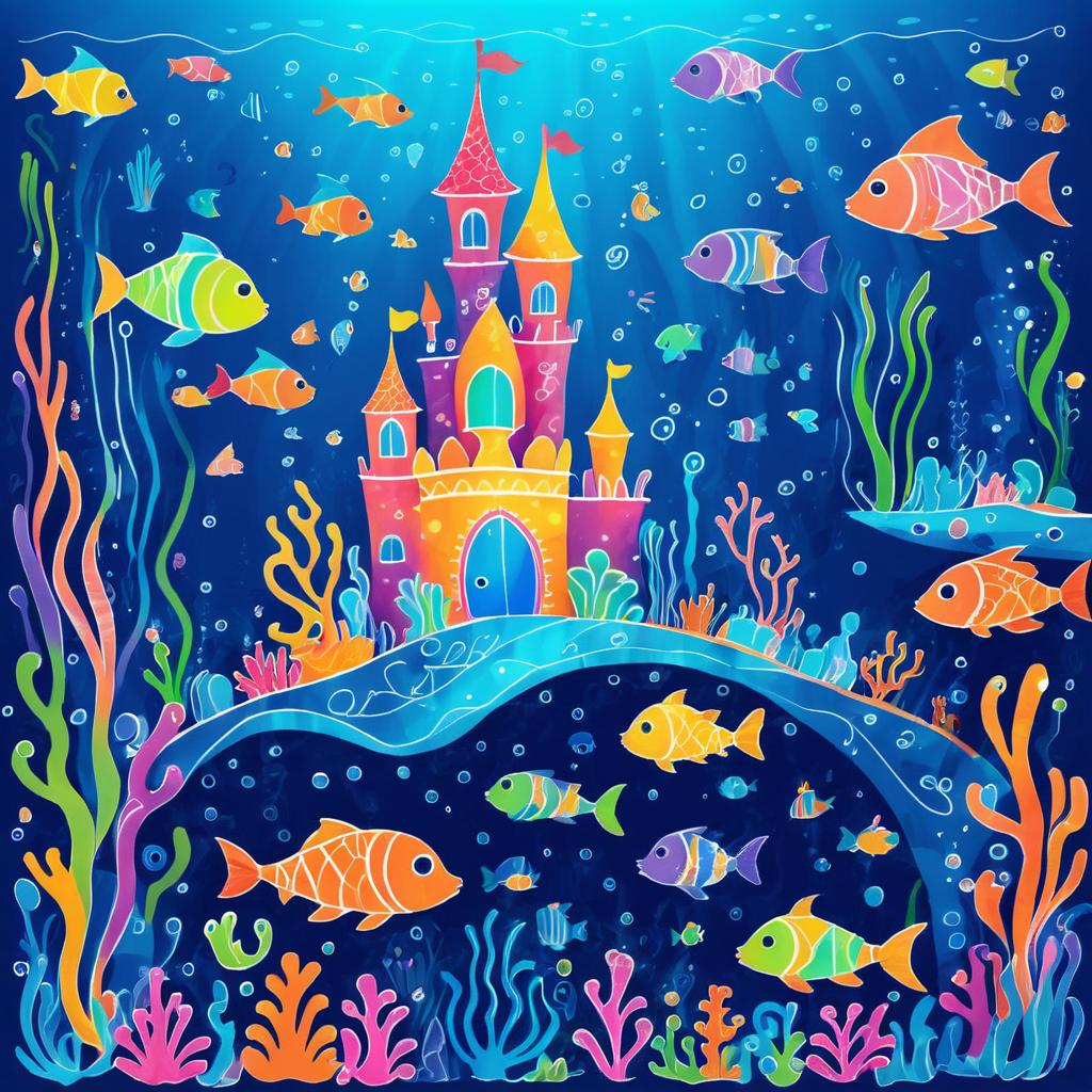 Colorful Crayon Drawing of Underwater Kingdom