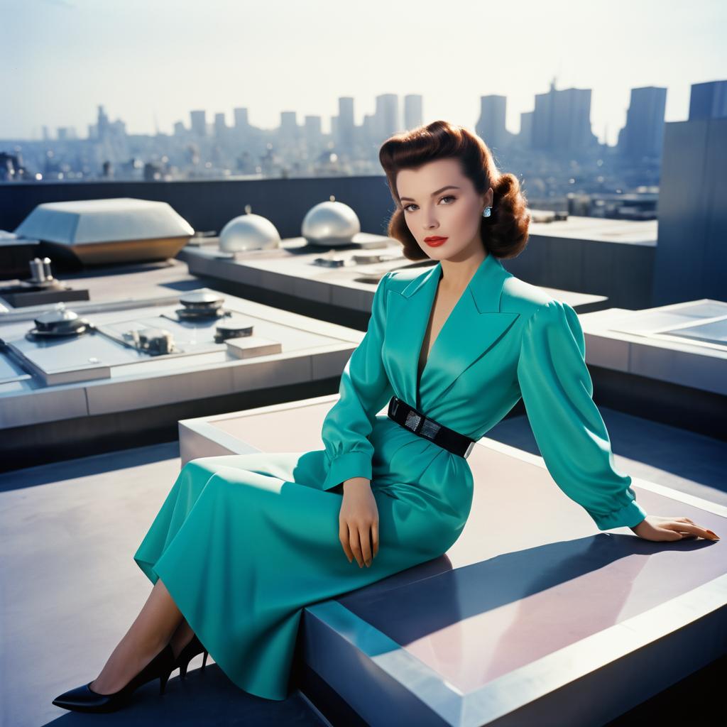 Futuristic Rooftop Portrait of Vivien Leigh