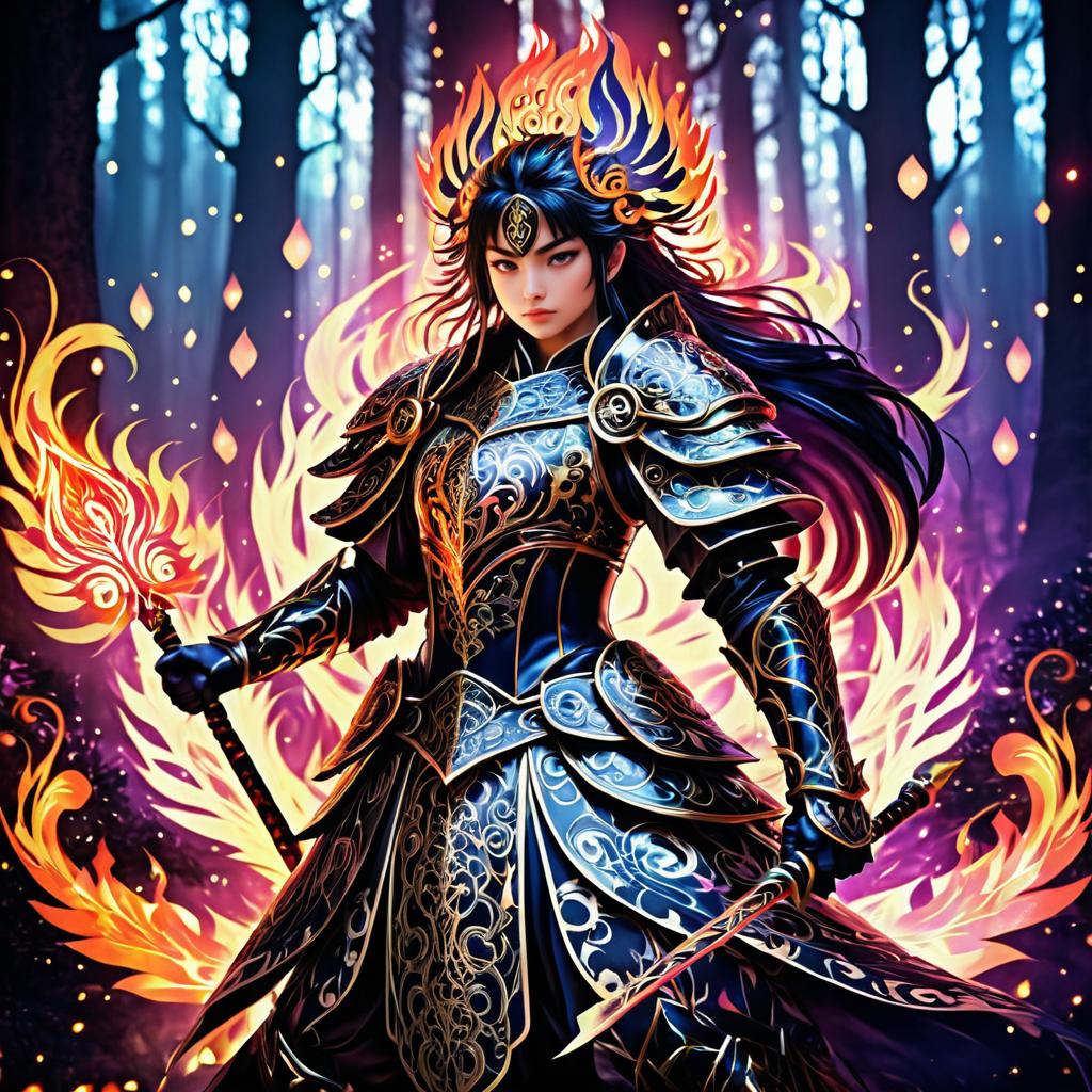 Fierce Warrior in Enchanted Flames