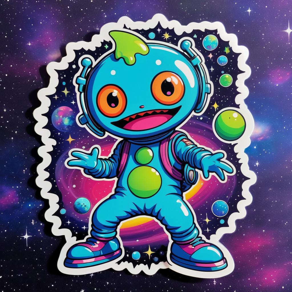 Whimsical Alien Creature Cartoon Sticker