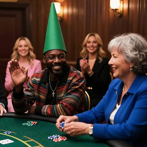 Joyful Poker Game in a Cozy Room