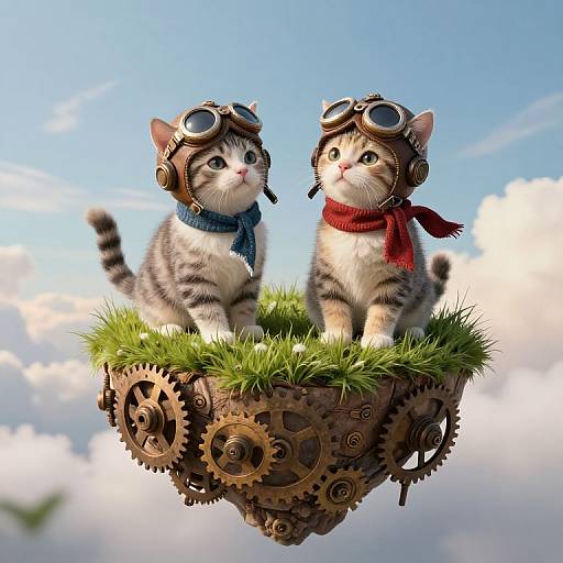 Steampunk Cats on Floating Island