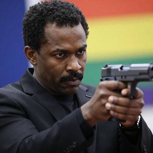 Intense Portrait of a Man with Gun