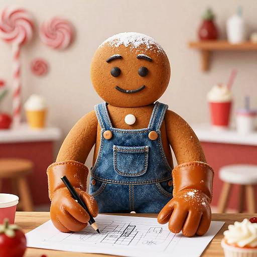 Gingerbread Inventor Sketching Blueprints