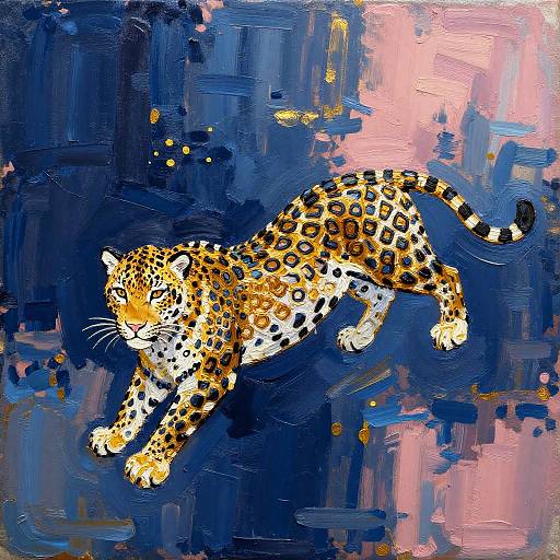 Abstract Embroidery Lace Leopard Painting