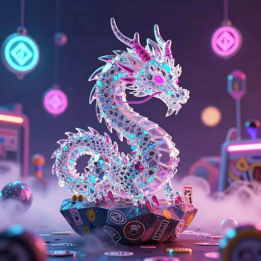 Neon Crystalline Dragon Dreamscape