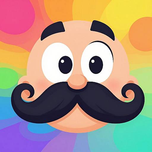 Cartoon Character with Exaggerated Mustache