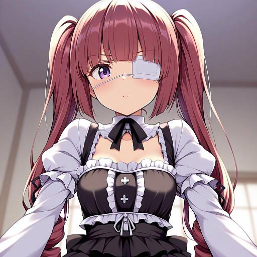 Illustration of Hanazono yurine, jashin-chan dropkick in the style of Kuurunaitsu