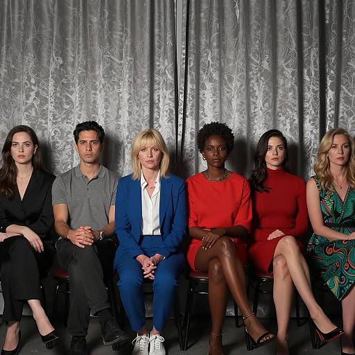 Intense Expressions Behind Silver Curtains