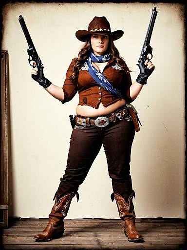 Plus Size Cowgirl with Revolvers